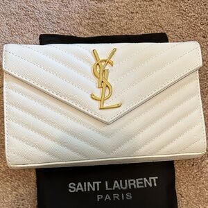YSL White Chevron Purse